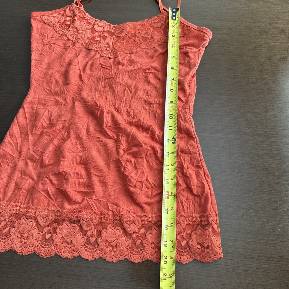 Maurices Cami Coral Lace Trim Crinkle Tank Top Layers Preppy Y2K Size S - Picture 4 of 8